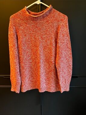 L.L.Bean 100% Cotton Marled Rust Knit Pullover. Medium